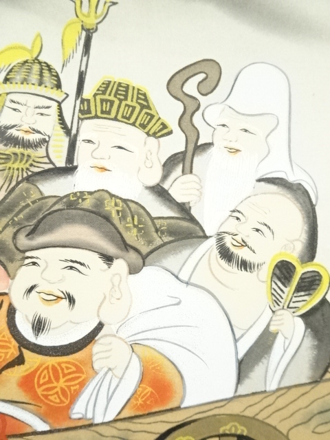 【七福神図】小林立堂 730 祝時 正月 共箱 掛け軸　肉筆 七福神図】小林立堂 730 祝時 正月 共箱 掛け軸 肉筆